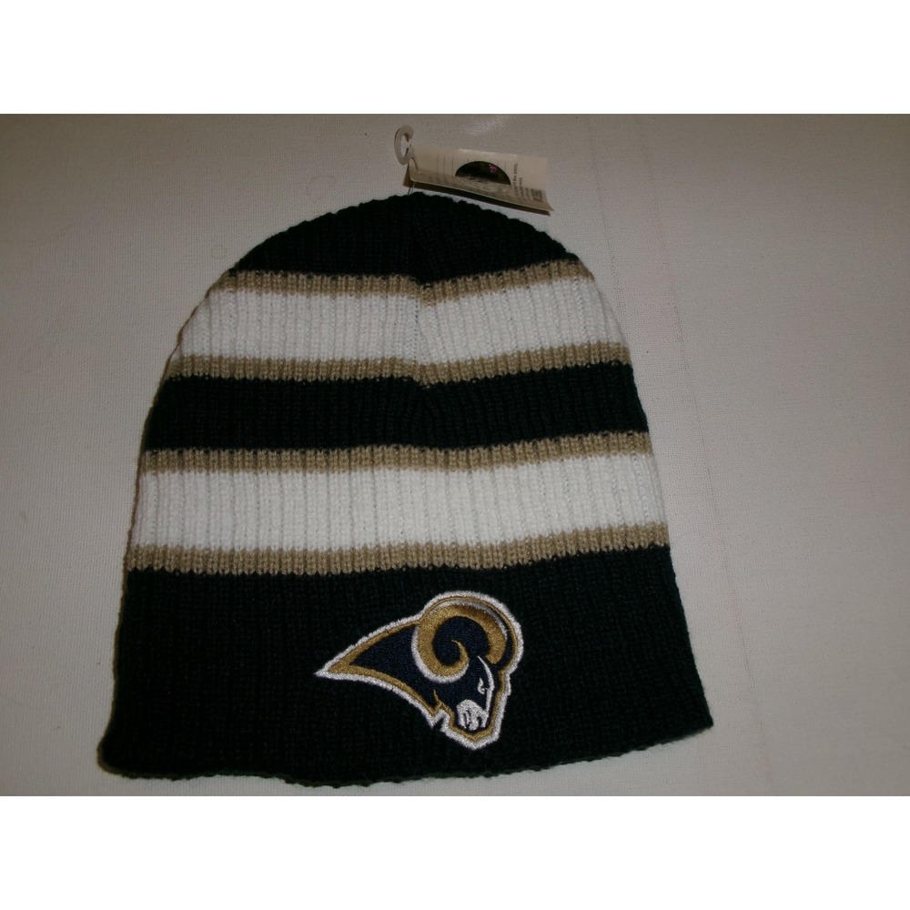 LOS ANGELES RAMS REEBOK KNIT BEANIE TOBOGGAN Y2K 00s HAT CAP VINTAGE D-STOCK BK